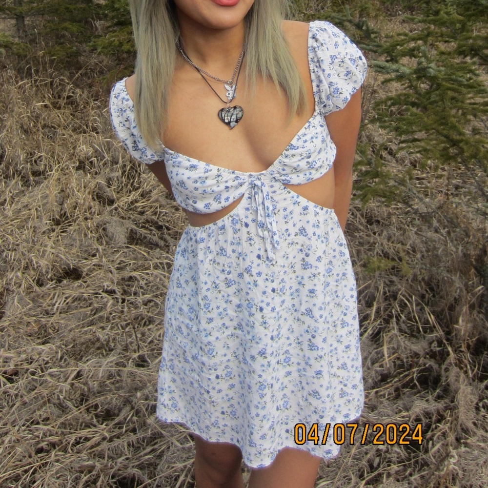floral milkmaid babydoll cutout peasant dress